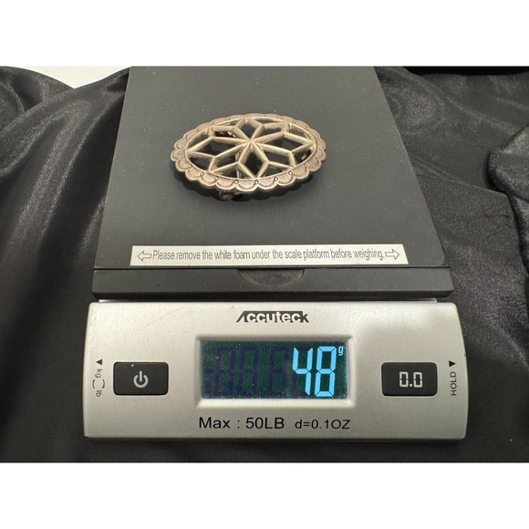 Native American Sand Cast Solid Sterling Silver Belt Buckle Signed 48 gr Cut Out - Picture 5 of 7